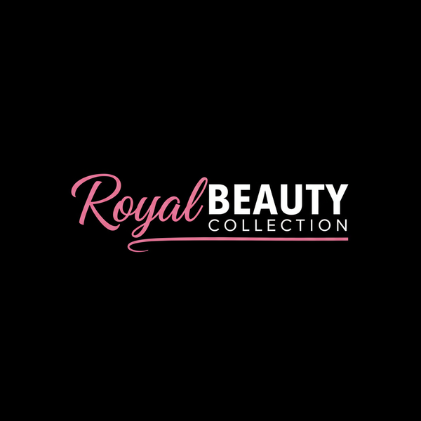 Logo for 'The Royal Beauty Collection' on a black background with pink text.